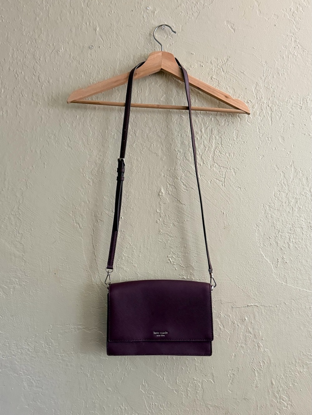 kate spade Plum Leather Crossbody Bag with Adjustable Strap